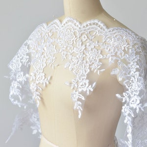 Corded scalloped Embroidery Lace Alencon Lace Trim for bridal, wedding veil, borders, garments