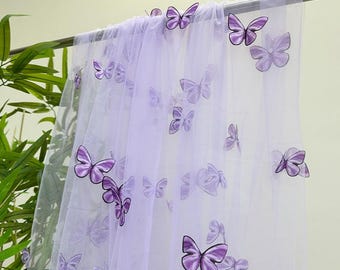 4 Farben lila 3d Schmetterling Spitzenstoff 3d Schmetterling bestickt weicher Tüllstoff für Baby Tutu Kleid Bankett Kleid Braut Hochzeit Kleid