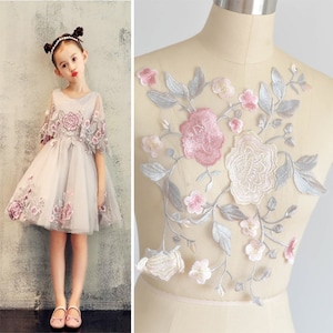 Multi-color Blossom Applique,Embroidery Floral Patch,Venice Lace Applique Bridal Wedding Dress Accessories