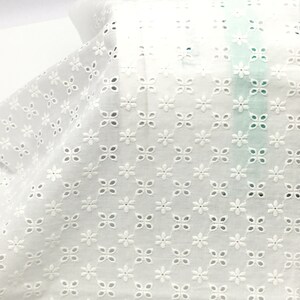 off white eyelet flower embroidery cotton fabric hollowed floral cotton lace fabric for Doll dress Tutu Dress Girl Dress Backdrop Decoration