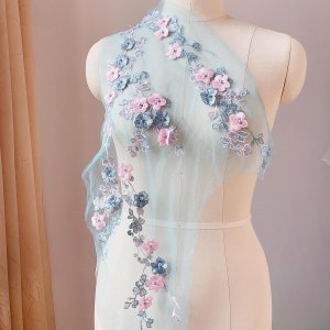 5 color exquiste 3d flower embroidery lace applique floral beaded lace applique costume design wedding applique veil applique dress applique