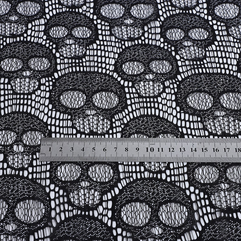 Four Way Stretch Black Skull Lace Fabric Elastic Skull Fabric for ...