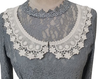 vintage Cotton Lace Collar applique, adorable fake collar, retro lace collar applique