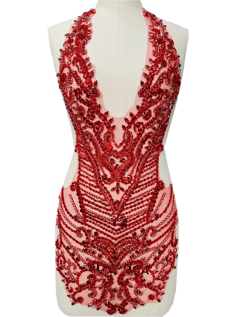 New Full Body Rhinestone Applique, Prom Dress Applique, Bodice Patch ...