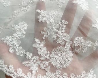 Off White Organza Stoff mit Stickerei Blumenmuster für Hochzeitskleid, Couture Design, Frühlingskleid, Hot Sale