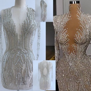 Super Large Rhinestone Applique, Party Dress Applique, Bodice Patch