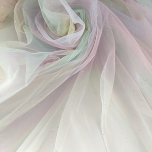 Gradient Tulle fabric, rainbow mesh lace fabric, soft net lace fabric
