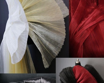 22 Colors shiny stiff pleated organza fabric ruffled hard Organza tulle fabric for backdrop decor,bridal dress,girl dress,halloween costume