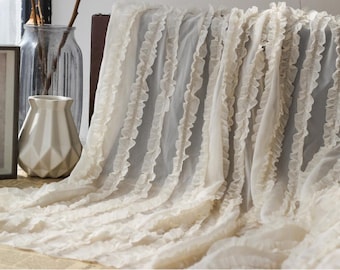 illusion beige 3d ruffled flower chiffon fabric black white pleated chiffon fabric for wedding dress gowns party dress girl dress 1 yard