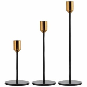 Kerzenständer 3er Set Modernes Dekor Gold Schwarz Ständer Weihnachten Geburtstag Party Hochzeit