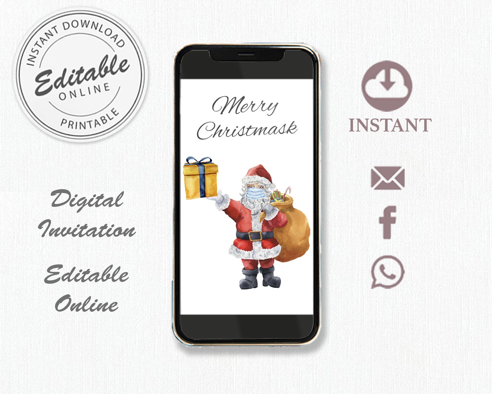 XMAS Covid Santa Christmas Card Covid Christmas Card | Etsy