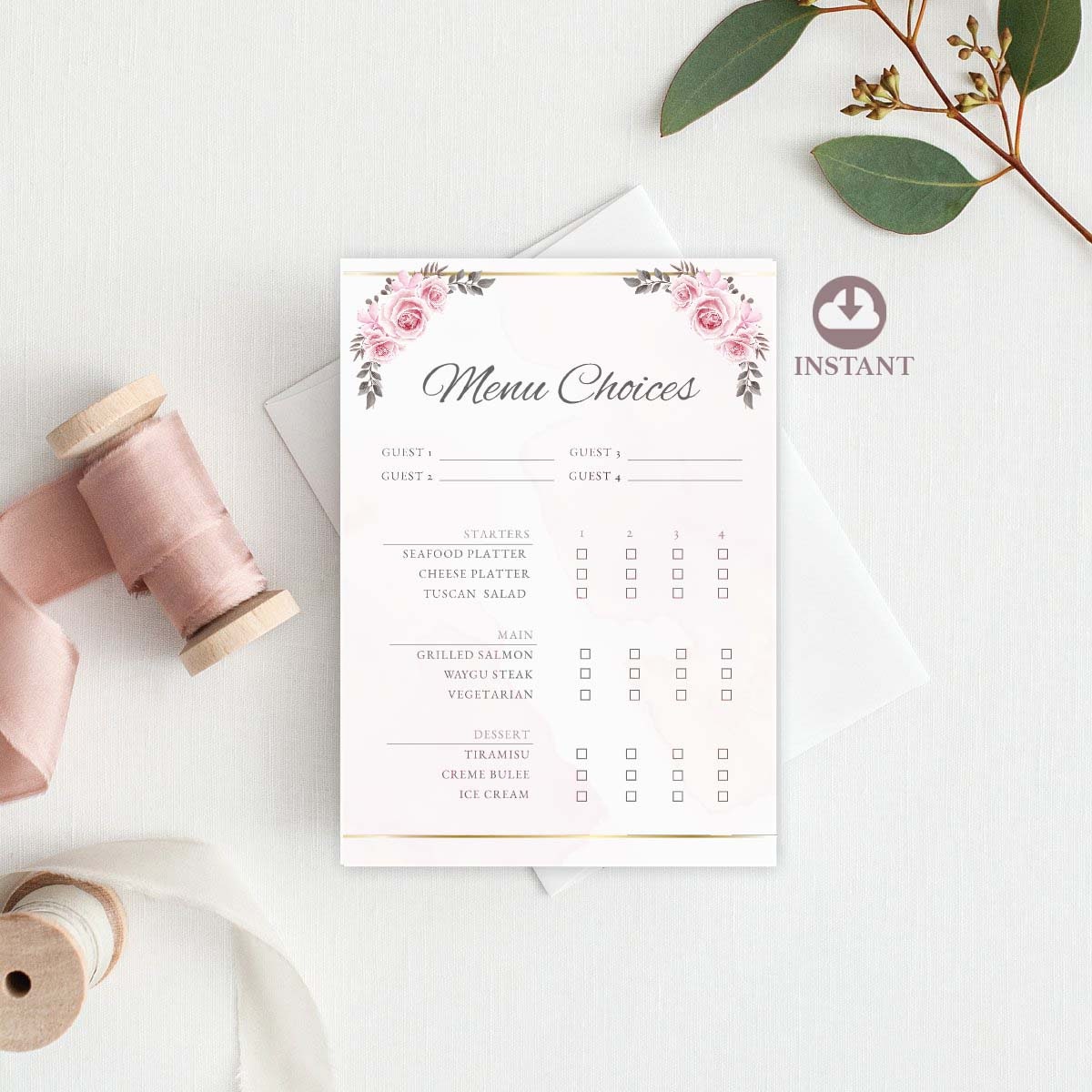 Wedding Menu Choice Template