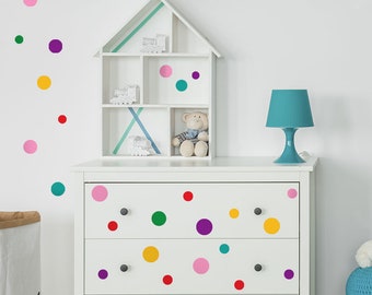 240 self-adhesive Stickers in Different Colours, Kids Room Decor Multicolour Polka Dots Stickers