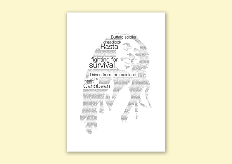 Bob Marley Lyrics Print A3 Poster Buffalo Soldier - Etsy Israel