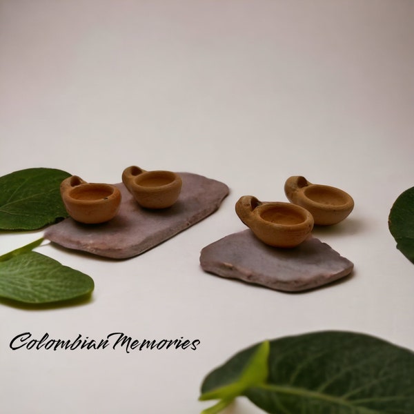 Clay Miniature Dolls House Set Of 4 Pieces Tiny Cooking Set Clay Pots Terracotta Kitchenware Collectible Pot Vase Earthware Pottery