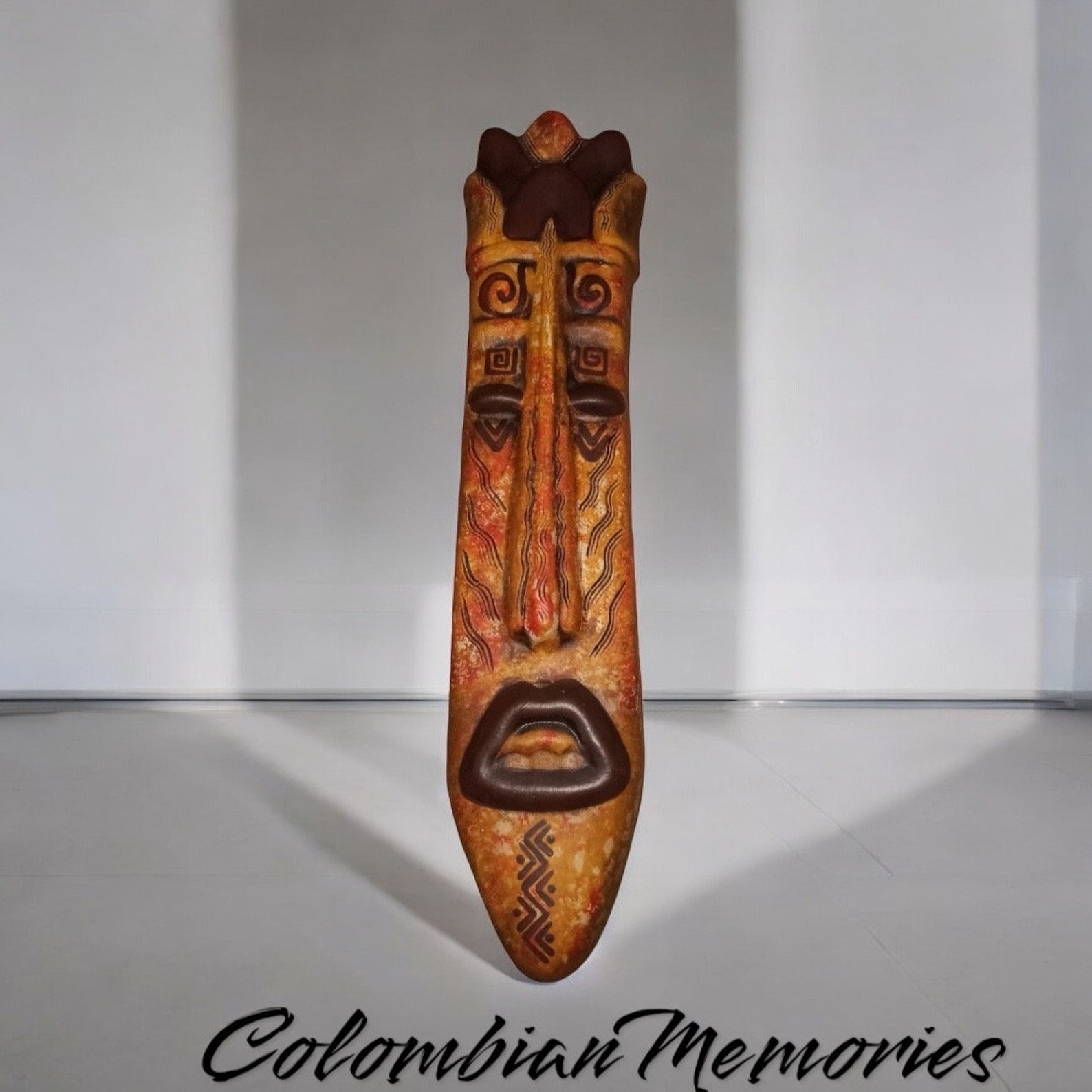 Handcrafted Ceramic Mask Wall Art - Unique Artisan Decor From Boyacá ...