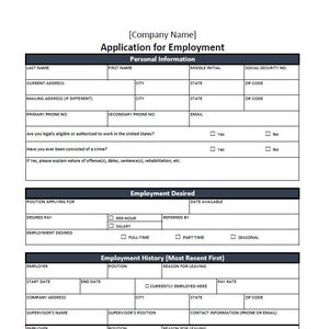 Job Employment Application Template (excel Editable Printable) Etsy Job Employment Application Template (excel Editable Printable) Etsy