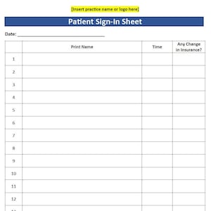 Patient Sign-In Sheet Template (Word, Editable, Printable) and PDF
