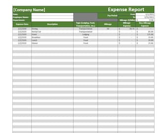 Expense Report Template (Excel, Editable, Printable)