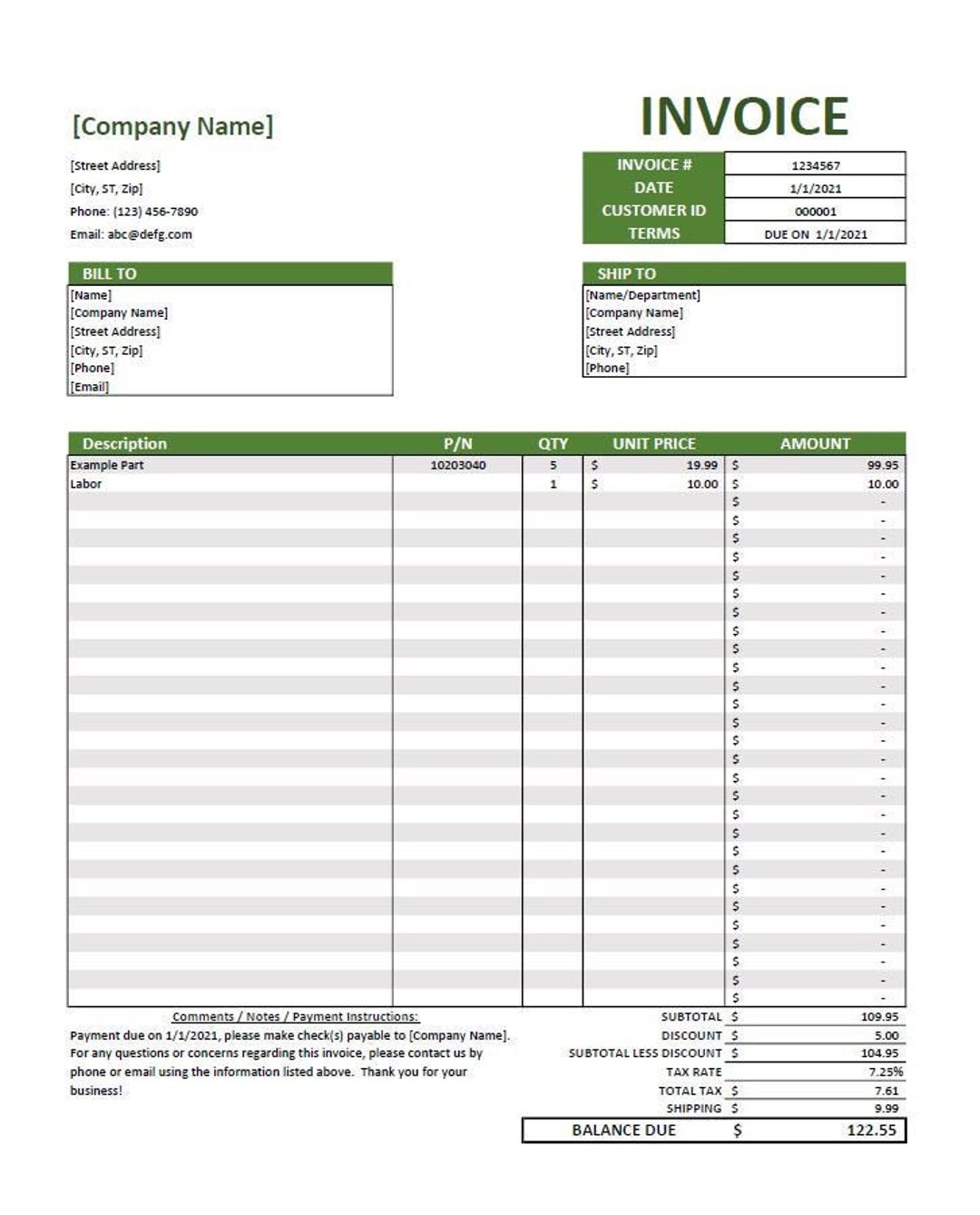 invoice-template-excel-editable-printable-etsy-ireland