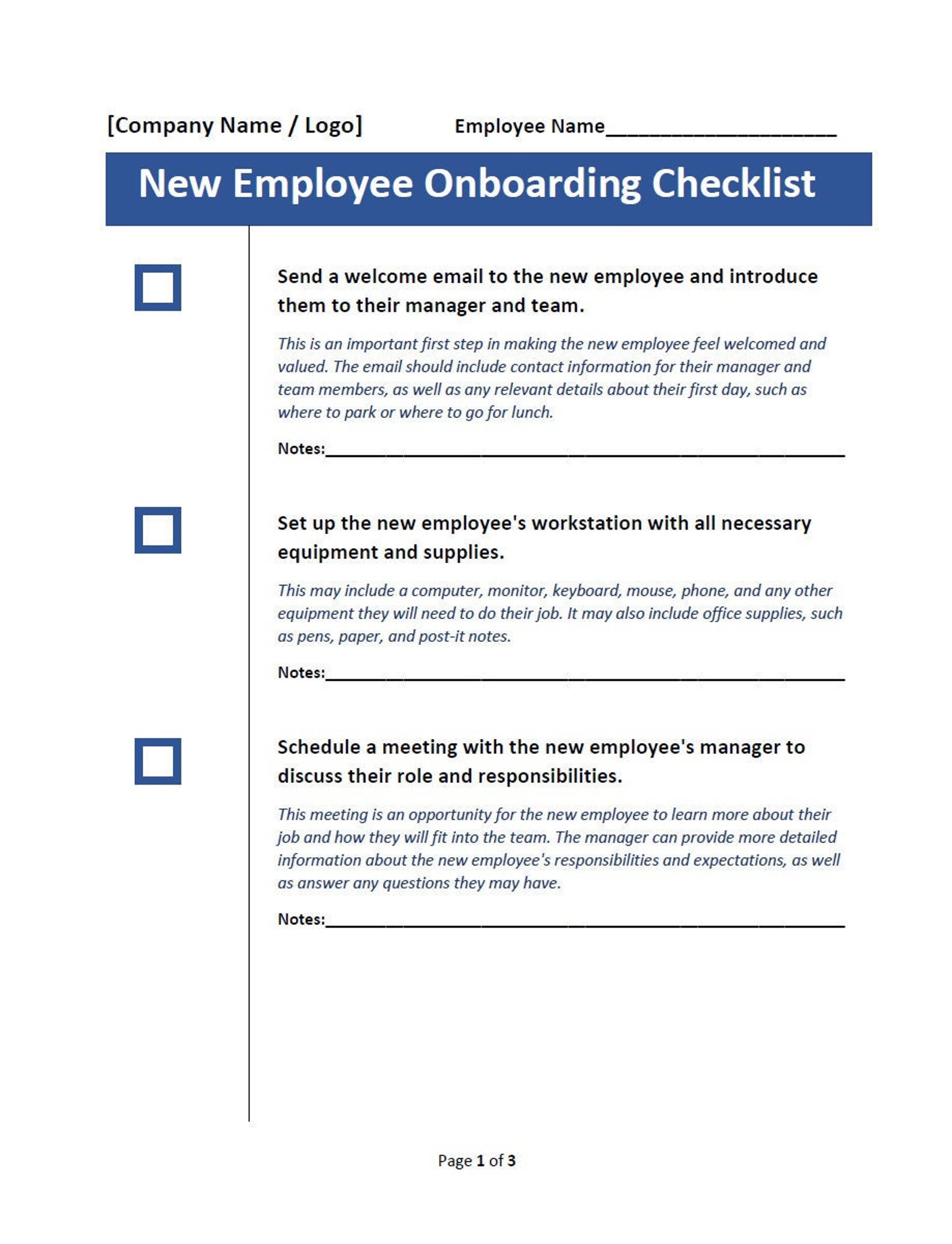 New Employee Onboarding Checklist Template word, Printable, Editable Etsy New Employee Onboarding Checklist Template word, Printable, Editable Etsy