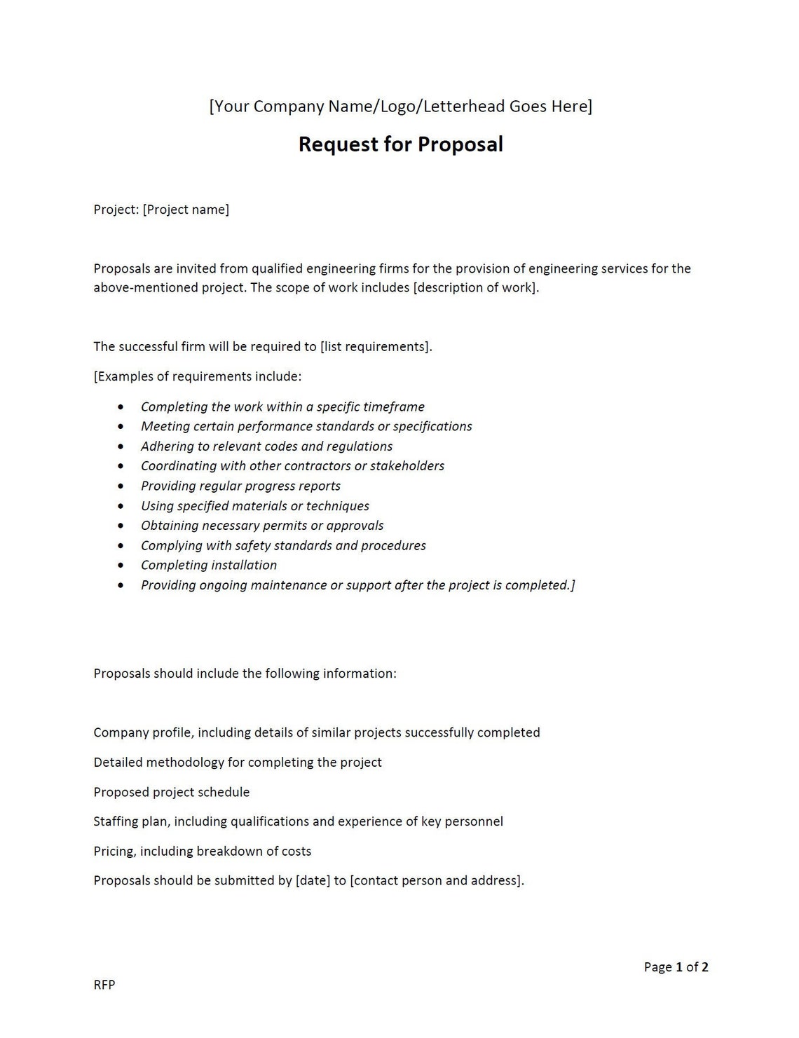 RFP Request for Proposal Document Template word, Editable, Printable Etsy RFP Request for Proposal Document Template word, Editable, Printable Etsy