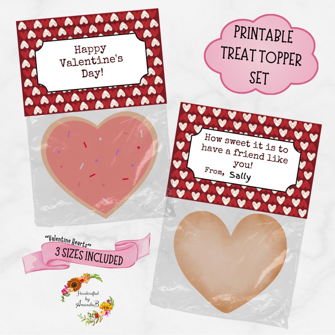 Valentine Treat Bag Toppers | Printable Party Favors (digital Download ...