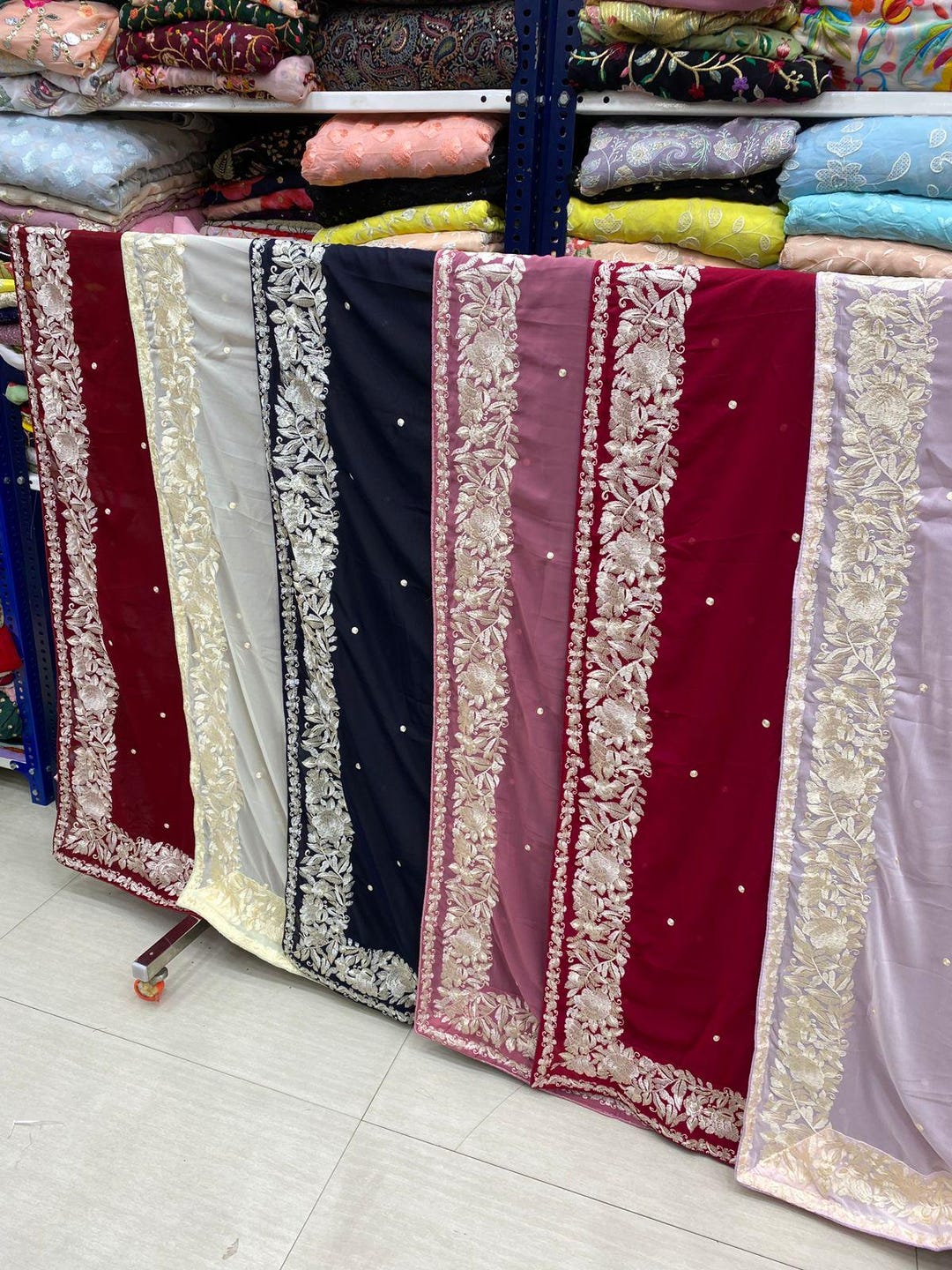 New Parsi Gara Bordered Embroidery Dupatta in Georgette for Every ...