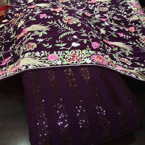 Kleid Material in Georgette Pailletten Arbeit mit Taft Seide unten zusammen mit Georgette Parsi Gara Dupatta.