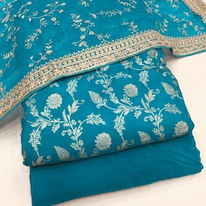Vintage Russian Zari embroidered TOP and organza zari embroidered dupatta with natural crepe bottom.