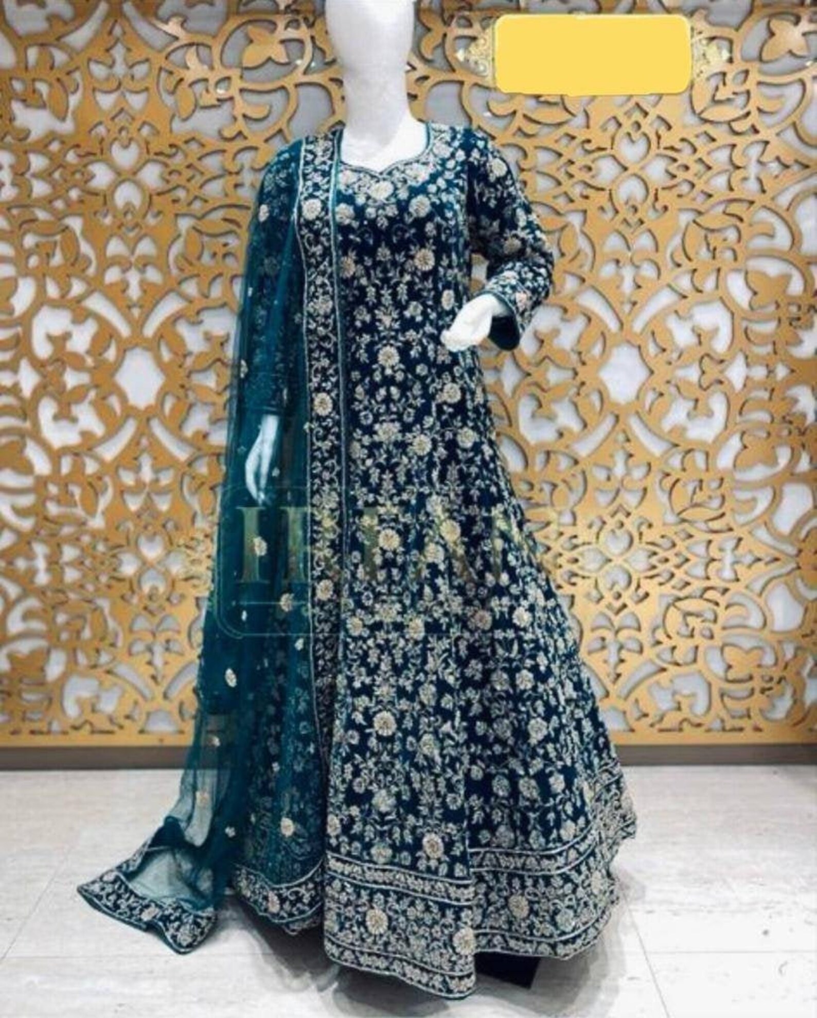 GREEN GOWN with dupatta a fabulous partywear dress | Etsy