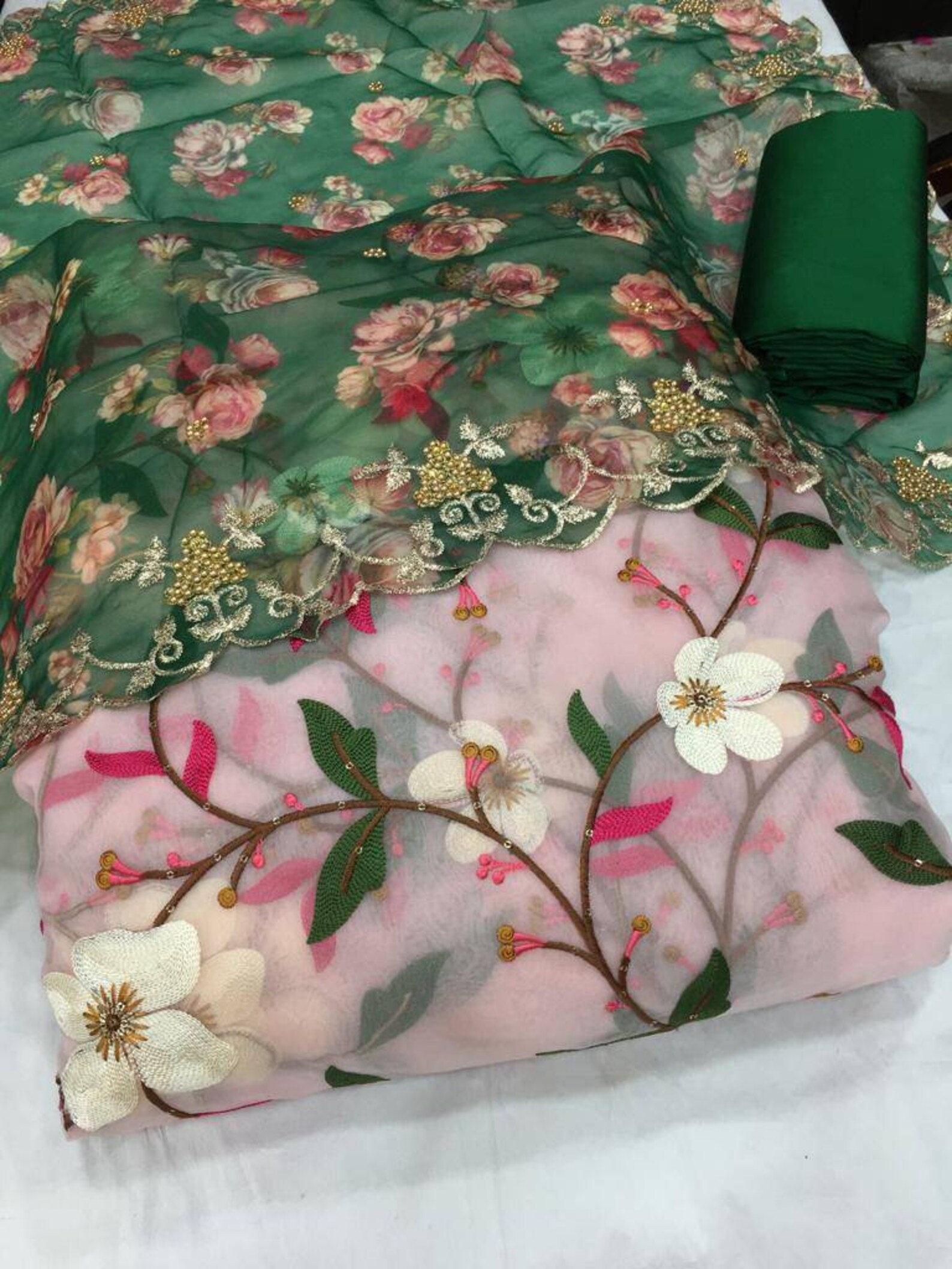 Organza Shirt & Embroidered Skirt