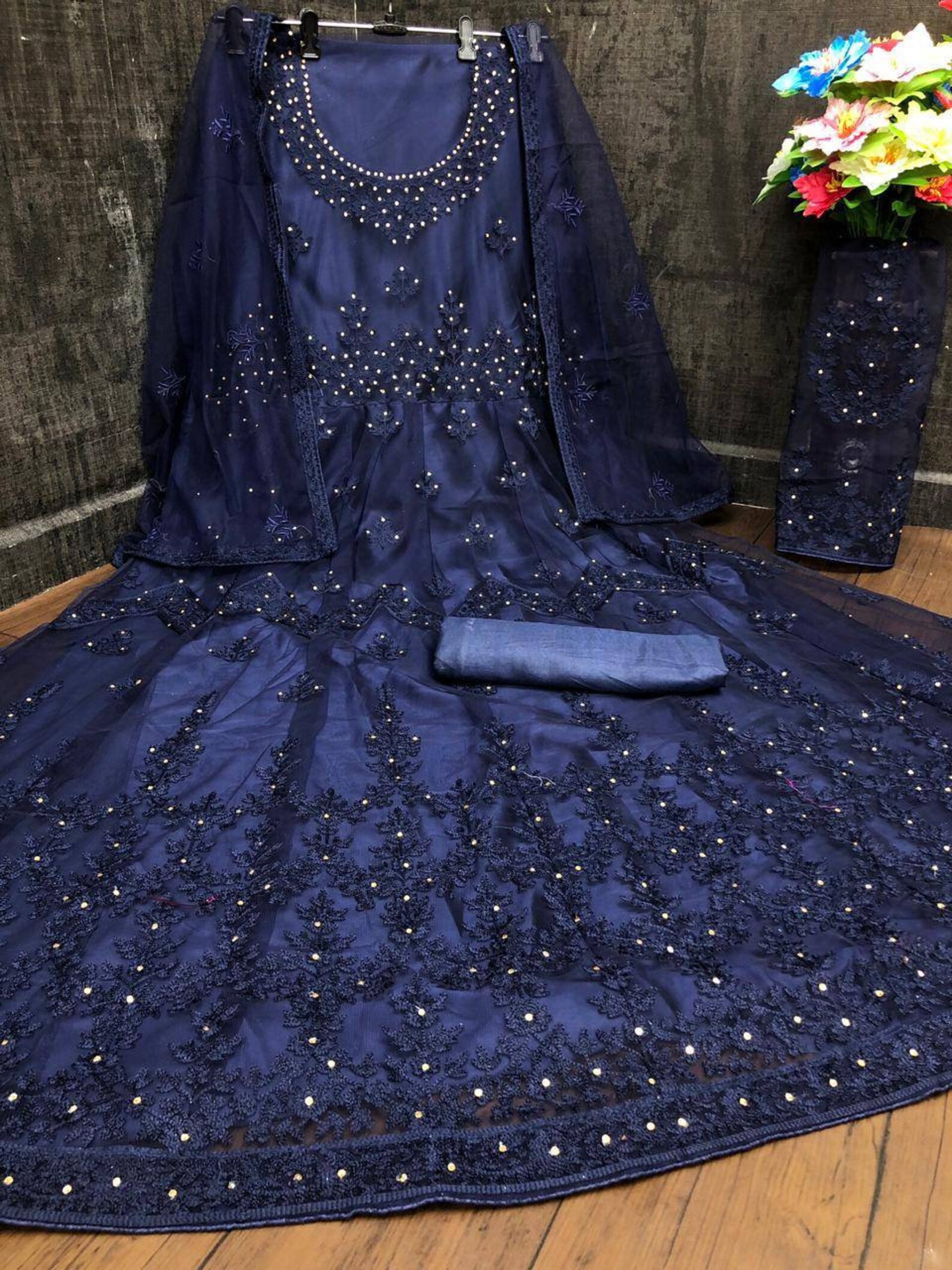 Anarkali suit in butterfly net with embroidery chain stitch  etsy Anarkali suit in butterfly net with embroidery chain stitch  etsy