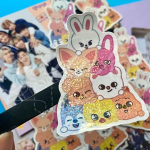 SKZOO Stray Kids inspirierte Glitzer-Sticker, K-Pop Atiny, wasserfest Vinyl glitter SKZ