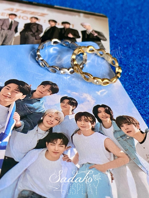 ATEEZ 8 Makes 1 Team - Gold & Silver Ring With Gemstones