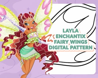 PATRÓN DIGITAL - Alas Enchantix de Aisha/Layla (Winx Club) - Cosplay, Disfraz, A4 y Carta EE. UU.