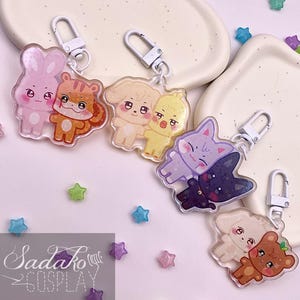 Aniteez Couple Acryl Keychain mit holographischen Glitzer Sternen, ATEEZ acrylic Anhänger, Seongjoong, Yungi, WooSan, JongSang
