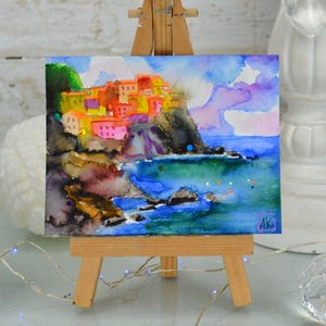 Positano art italie ville au bord de la mer, art positano illustration île art aquarelle mer, mer aquarelle village aquarelle art
