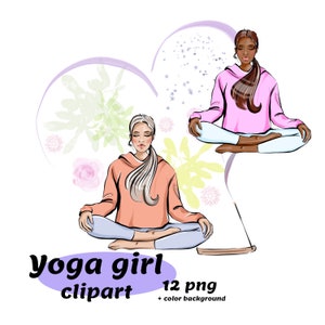 Yoga girl clipart, Meditation clipart, Girl planner png clipart