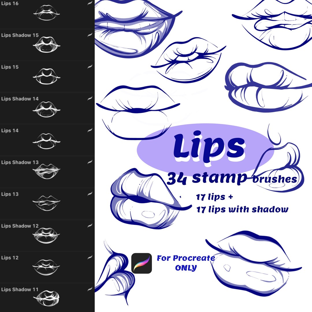 Procreate Lips Lip Stamp Brushes for Procreate, Lip Stamps, Face Stamps, Procreate ...
