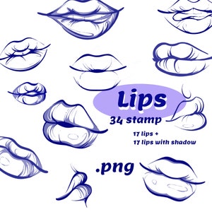 Fashion lips, Lip stamps, Lips png, Fashion lips png, black and white lip cliparts
