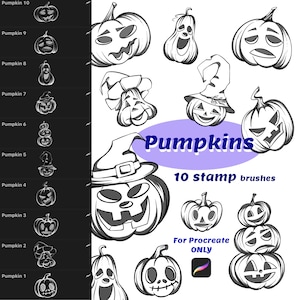 Pumpkins brushes for Procreate, Halloween brushes, Halloween stamps Procreate, Procreate Brush set