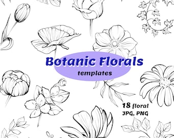 Zestaw botaniczny kwiatowy, Cliparty kwiatowe png, Znaczek kwiatowy, Piwonia png, Róża png, Cliparty kwiatowe, Tulipan png