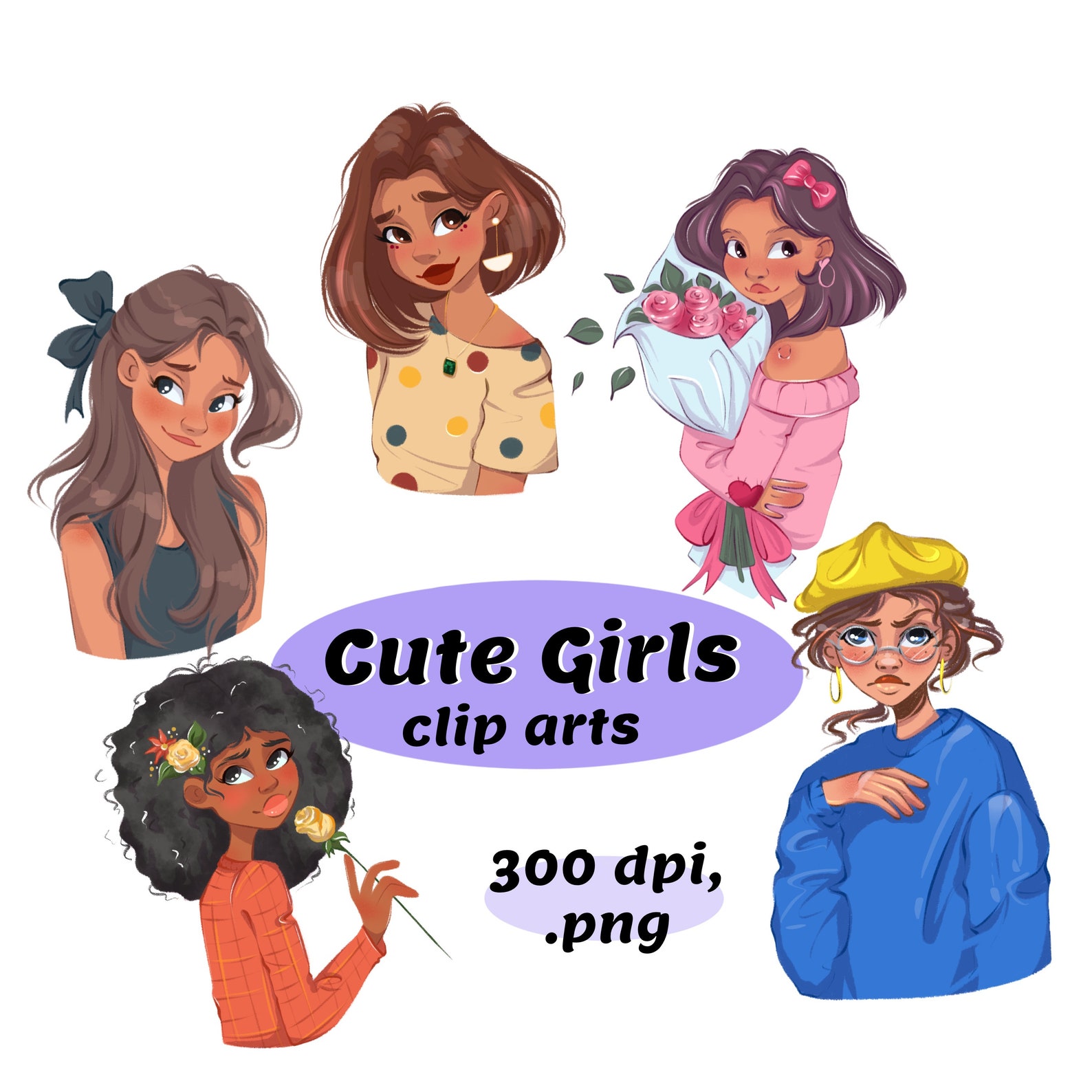 Cute Girls Clip Arts, Character Clipart, Cute Girls Png, Cartoon Girls
