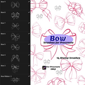 Bow Procreate Stamp Brushes, Fashion Stamps for Decoration