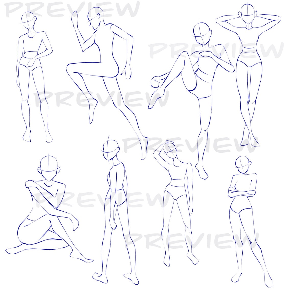 Cartoon Poses Png Poses Pencil Style Poses Stamps Character - Etsy Canada