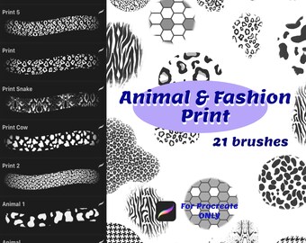 Fashion animal print Brush Set. Fashion print brushes Procreate app. Digital Brushes for Procreate