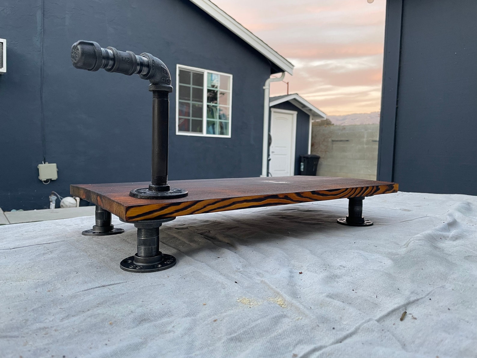 Rustic Pipe Monitor Stand shou Sugi Ban Etsy