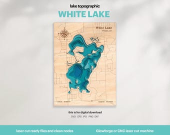 White Lake, Michigan Map SVG : 3D Topographic Lake House Decor (Digital Download)