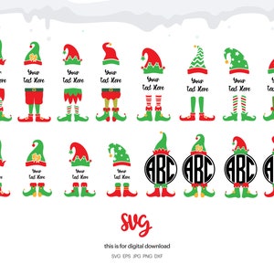 Elf Hat and Feet SVG Bundle: Christmas Clipart (Digital Download)